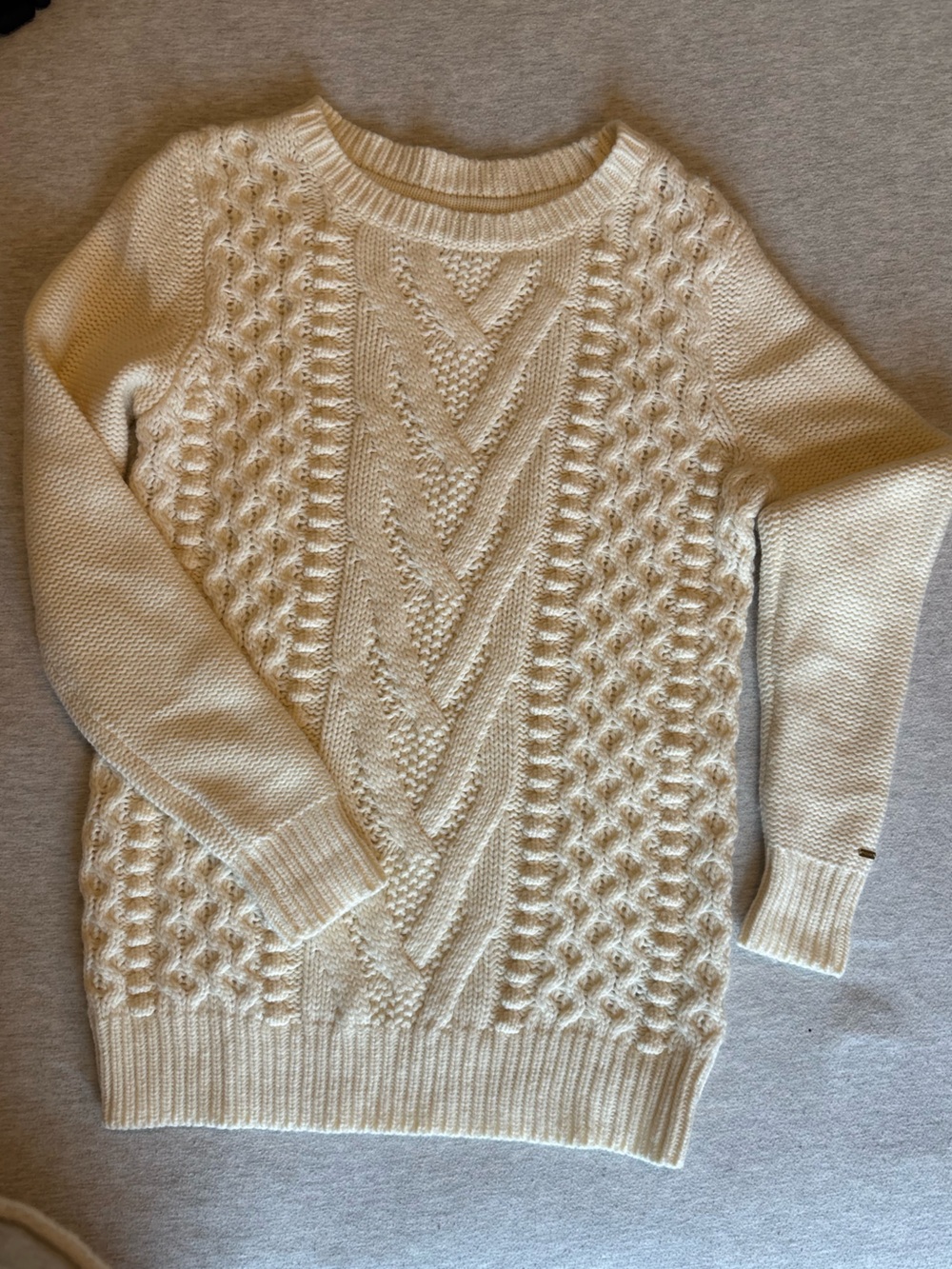 Tommy Hilfiger Cream Cable Knit Crewneck Sweater